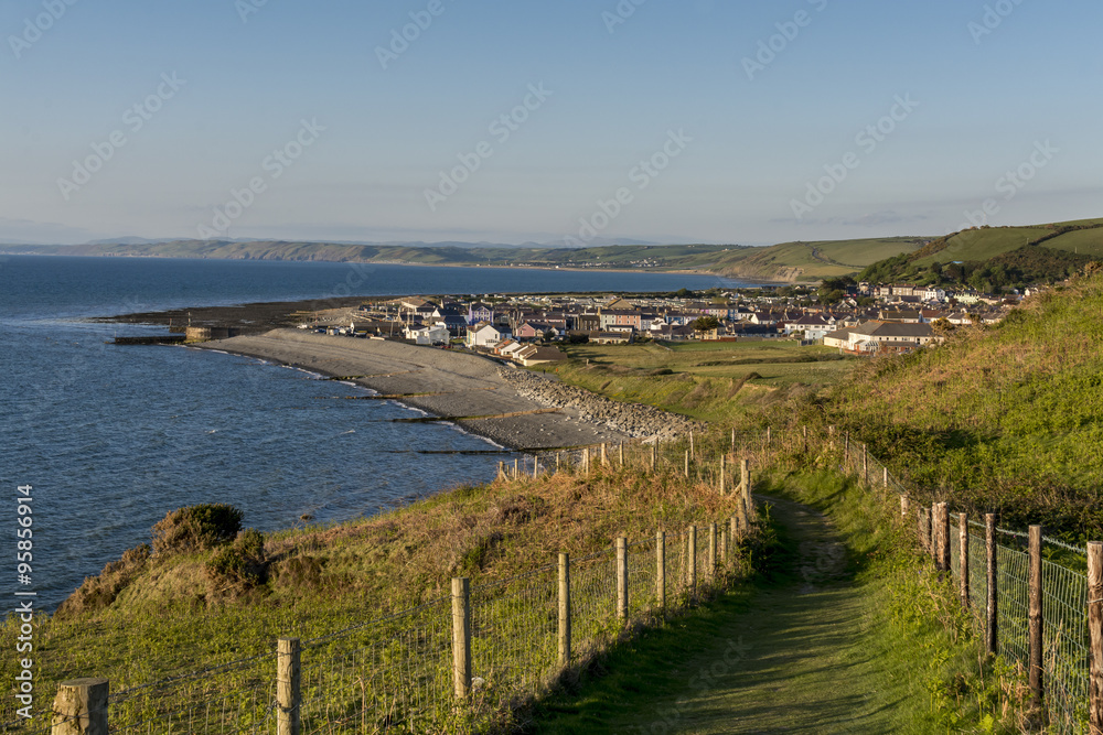 Aberaeron, a village in Cardigan, on the west coast of Wales, viewed from the Welsh Coastal Path