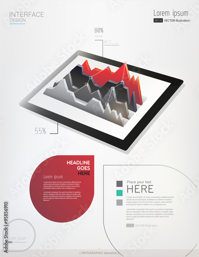 Vector tablet with infographic graph.
