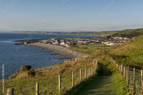 Aberaeron, a village in Cardigan, on the west coast of Wales, viewed from the Welsh Coastal Path