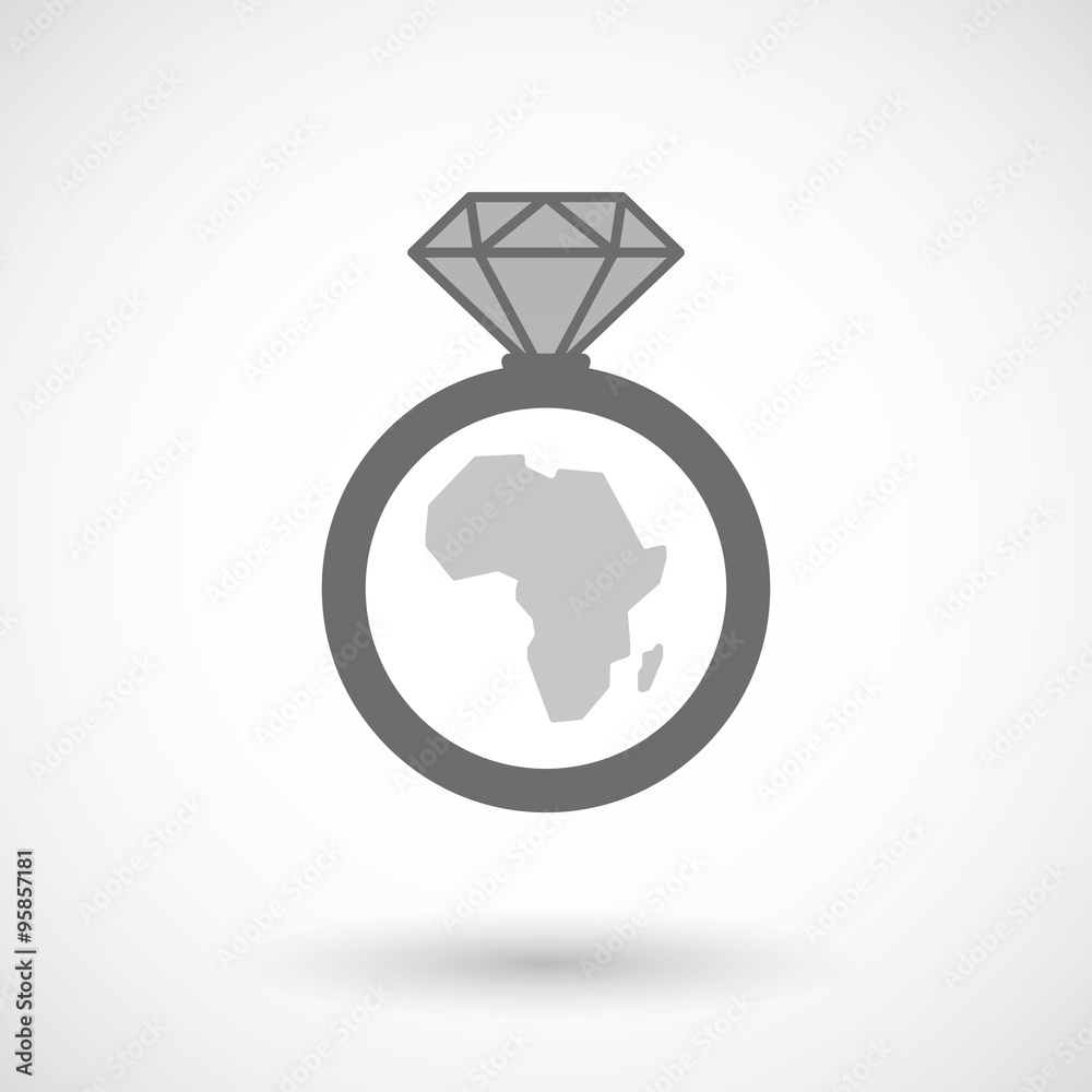 Isolated vector ring icon with a map of the african continent Isolated vector ring icon with a map of the african continent