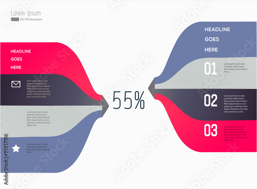 Three steps vector infographic illustration.