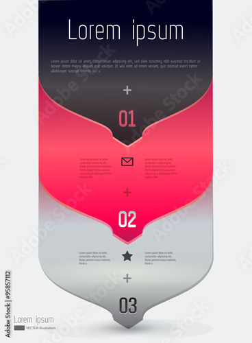 Three steps vector infographic illustration.