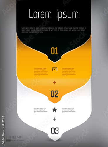 Three steps vector infographic illustration.