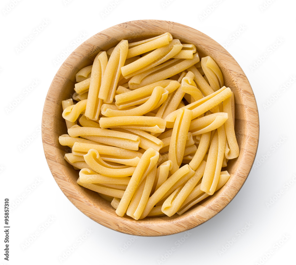 uncooked pasta caserecce in bowl uncooked pasta caserecce in bowl