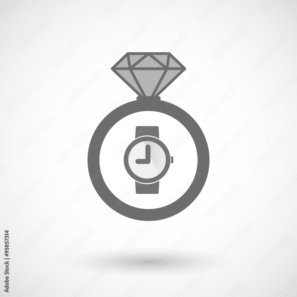 Isolated vector ring icon with a wrist watch Isolated vector ring icon with a wrist watch