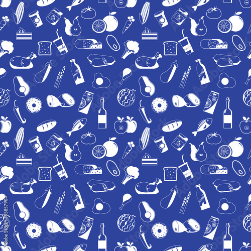Icons used in supermarket white seamless