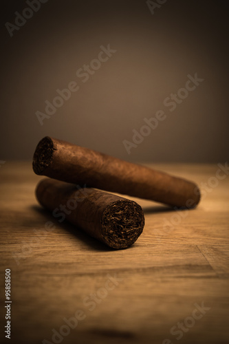 Photography Cigars on a wooden table