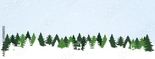 Christmas card, wishes, winter landscape