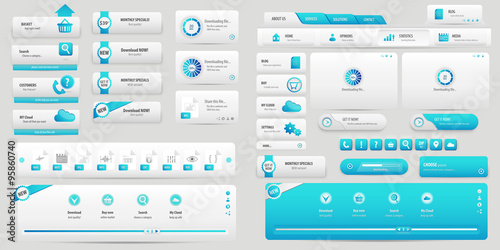 Light blue business buttons pack