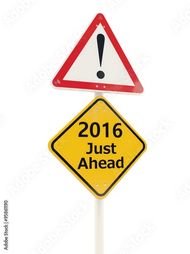 2016 New Year road sign