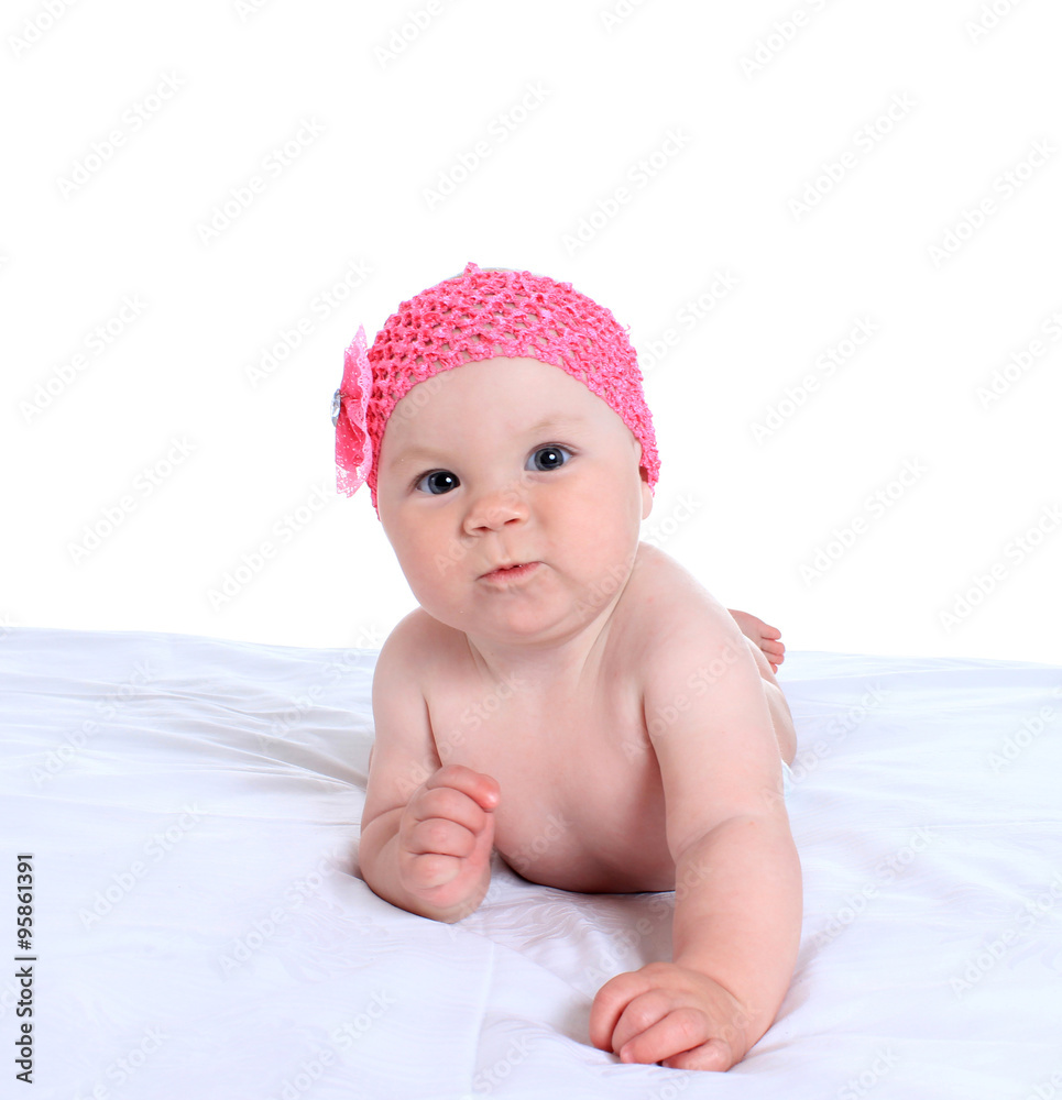 Adorable baby girl on blanket Adorable baby girl on blanket