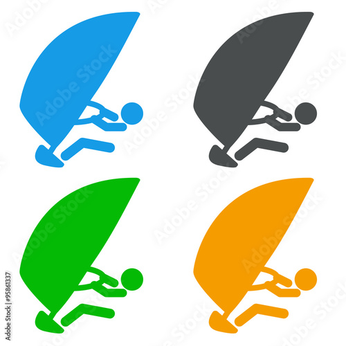 Icono plano windsurf en varios colores #2