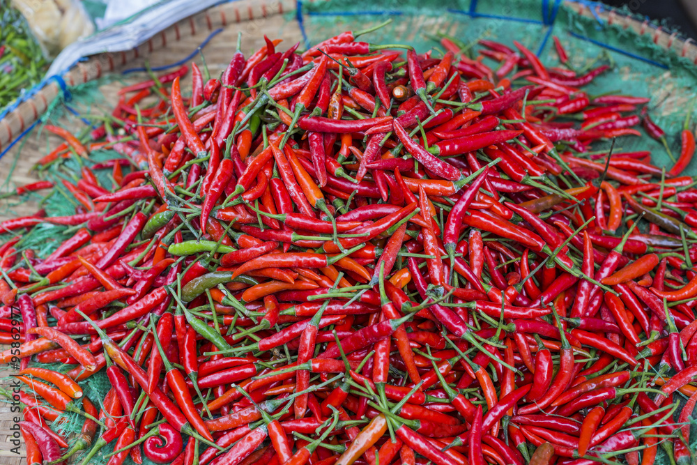 Orange chili peppers, closeup view