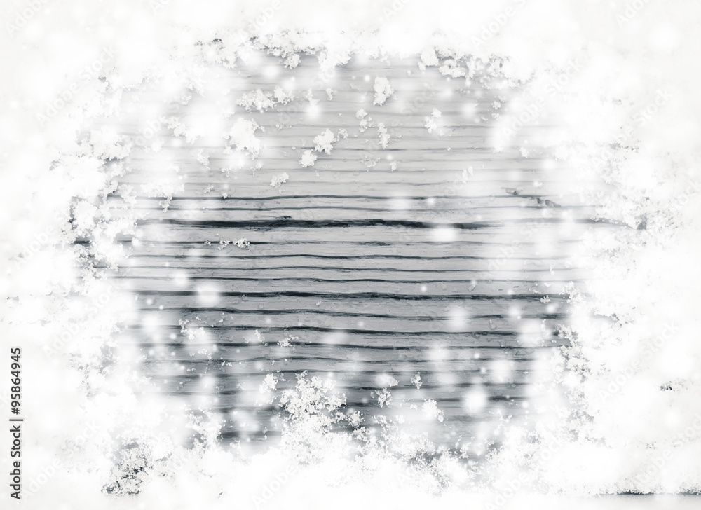 Obraz premium Wooden texture in snow 
