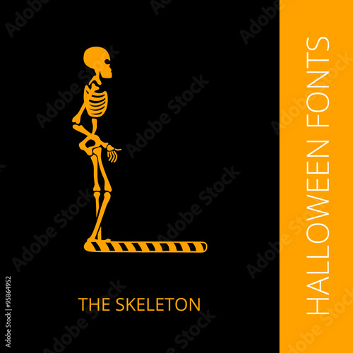 Halloween alphabet letter L consist of the sceleton