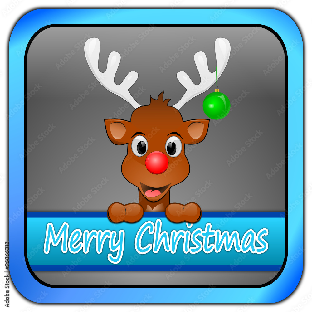 Reindeer wishing Merry Christmas Button