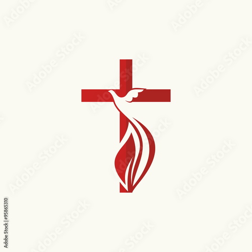 Church logo. Cross and dove, symbol of the Holy Spirit