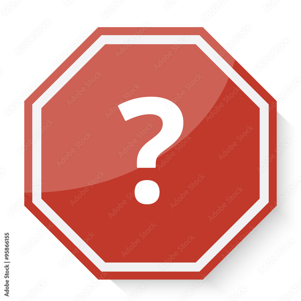 White Question Mark icon on red stop sign web app White Question Mark icon on red stop sign web app