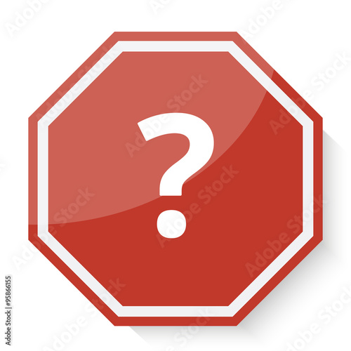 White Question Mark icon on red stop sign web app