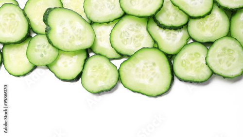 Sliced cucumbers isolated on white