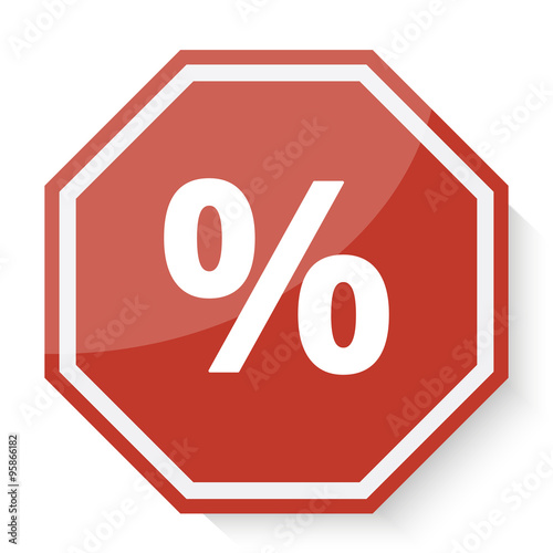 White Percentage icon on red stop sign web app