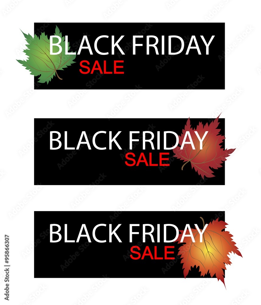 Maple Leaves on Black Friday Sale Banner Maple Leaves on Black Friday Sale Banner