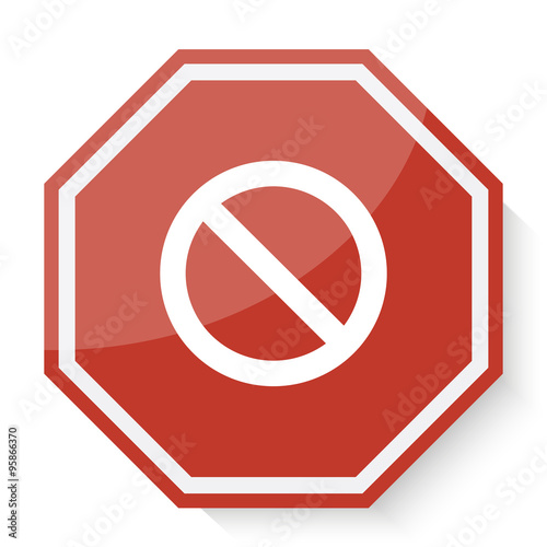 White Forbidden icon on red stop sign web app