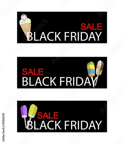 Ice cream and Flavored Ice on Black Friday Sale Banner