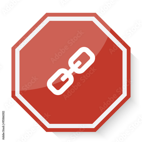 White Links icon on red stop sign web app