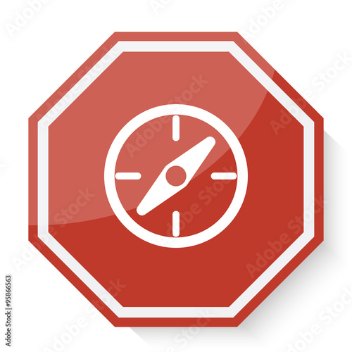 White Compass icon on red stop sign web app