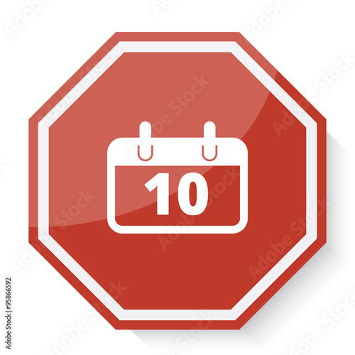 White Calendar icon on red stop sign web app