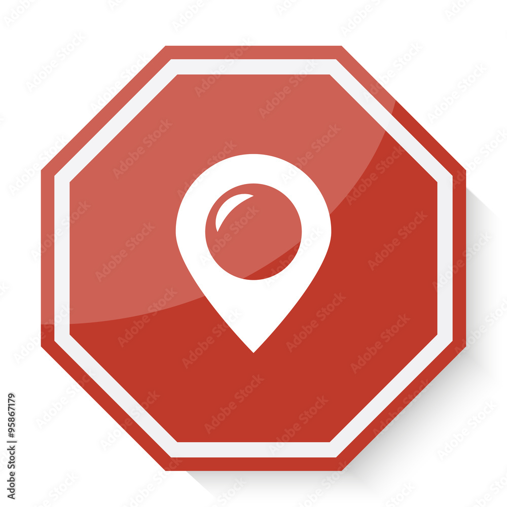 White Place icon on red stop sign web app White Place icon on red stop sign web app