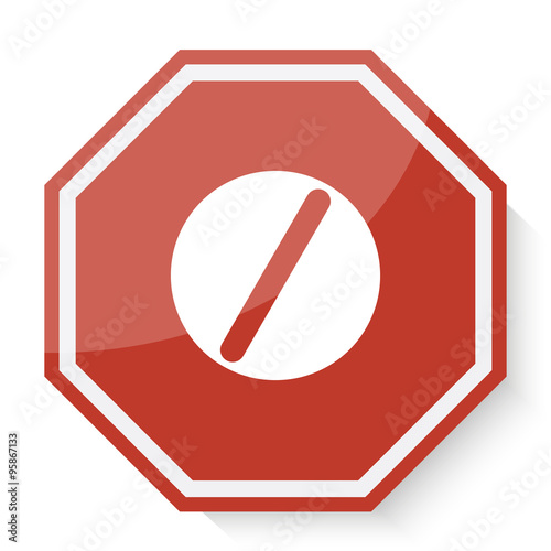 White Pill icon on red stop sign web app