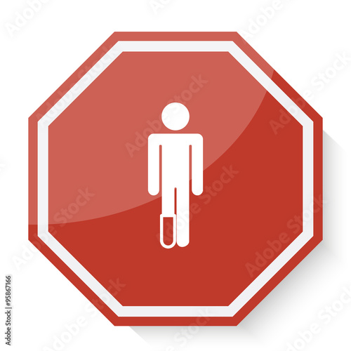 White Foot icon on red stop sign web app