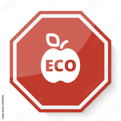 White Apple icon on red stop sign web app