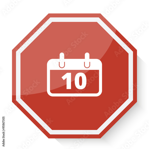 White Calendar icon on red stop sign web app