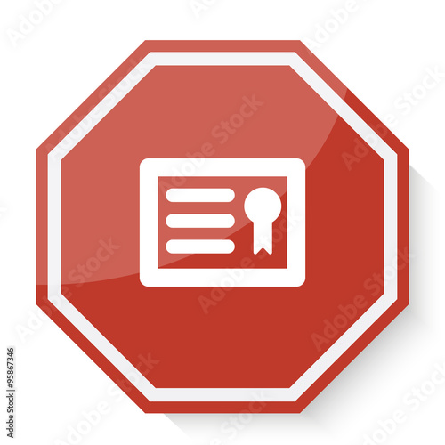 White Diploma icon on red stop sign web app