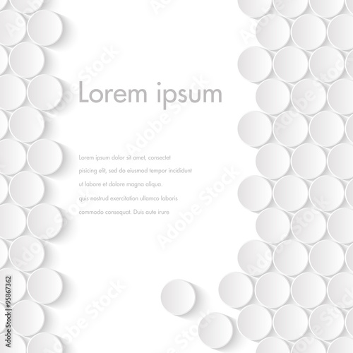 Vector White paper background from 3d circles. White Design template with paper round notes, tablets. Vector banner layout. Pharmaceutics banner