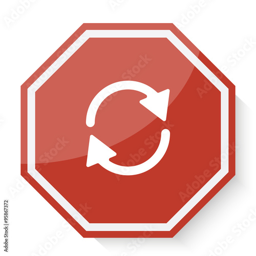 White Refresh icon on red stop sign web app