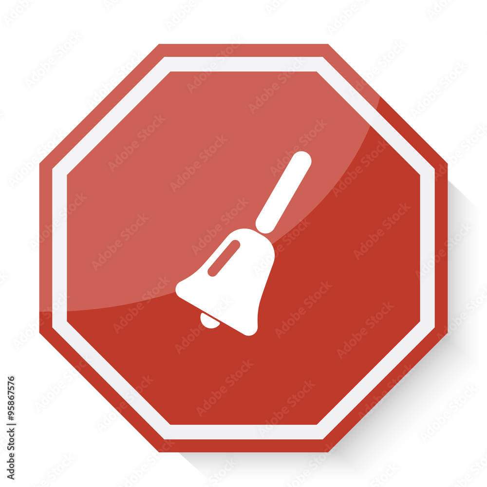White School Bell icon on red stop sign web app
