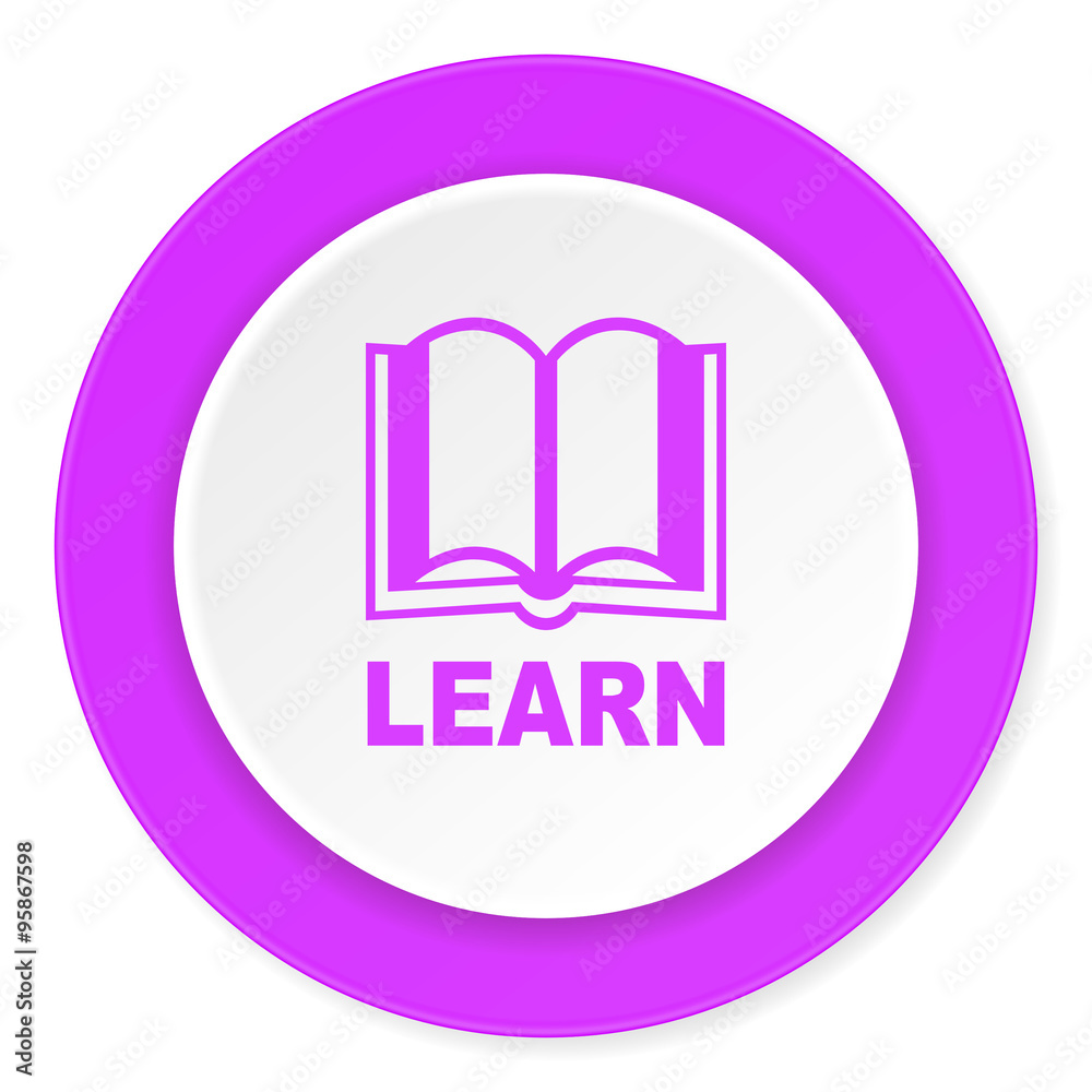 learn violet pink circle 3d modern flat design icon on white background learn violet pink circle 3d modern flat design icon on white background