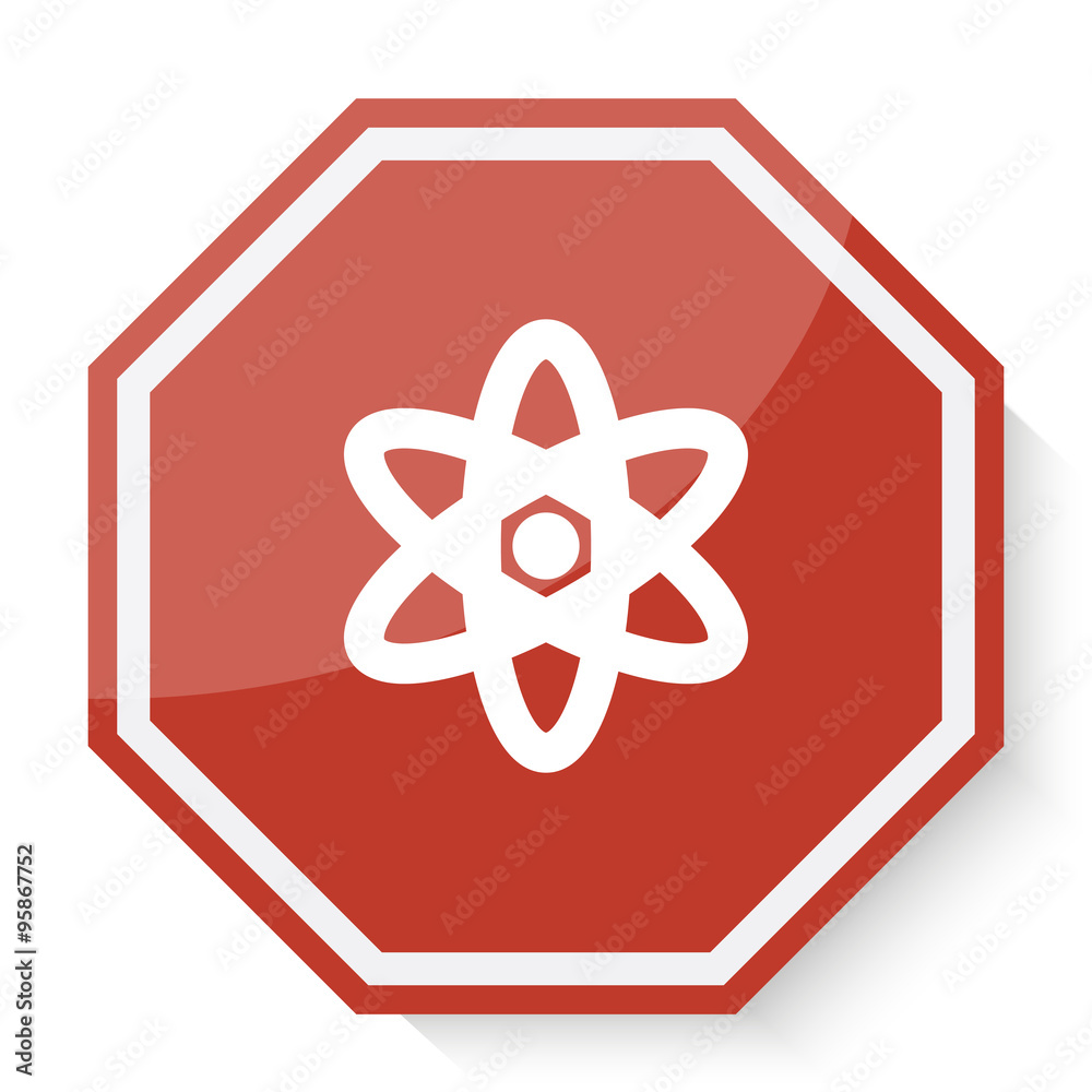White Nuclear icon on red stop sign web app White Nuclear icon on red stop sign web app