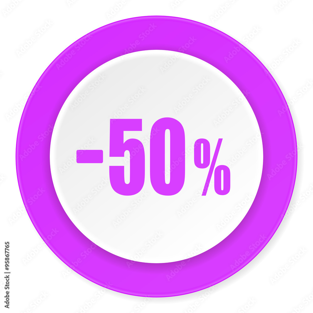 50 percent sale retail violet pink circle 3d modern flat design icon on white background 50 percent sale retail violet pink circle 3d modern flat design icon on white background