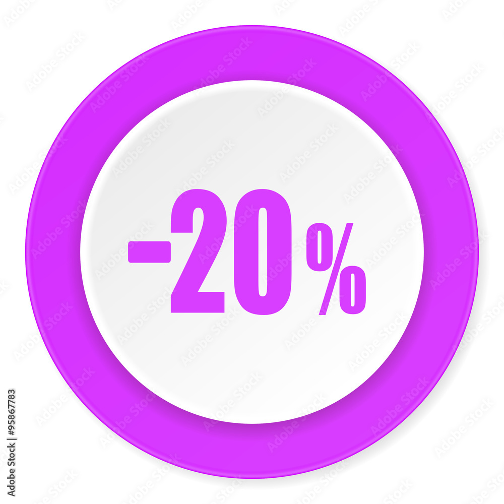 20 percent sale retail violet pink circle 3d modern flat design icon on white background 20 percent sale retail violet pink circle 3d modern flat design icon on white background