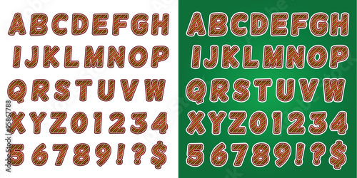 Christmas Candy Cane Green Alphabet Letters and Numbers