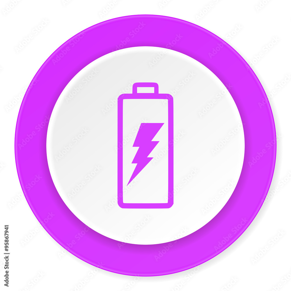 battery violet pink circle 3d modern flat design icon on white background battery violet pink circle 3d modern flat design icon on white background