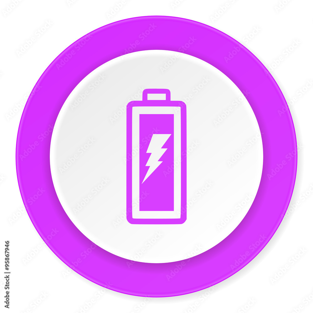 battery violet pink circle 3d modern flat design icon on white background battery violet pink circle 3d modern flat design icon on white background