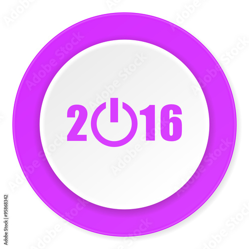 year 2016 violet pink circle 3d modern flat design icon on white background