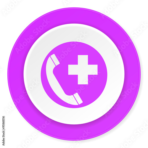 emergency call violet pink circle 3d modern flat design icon on white background