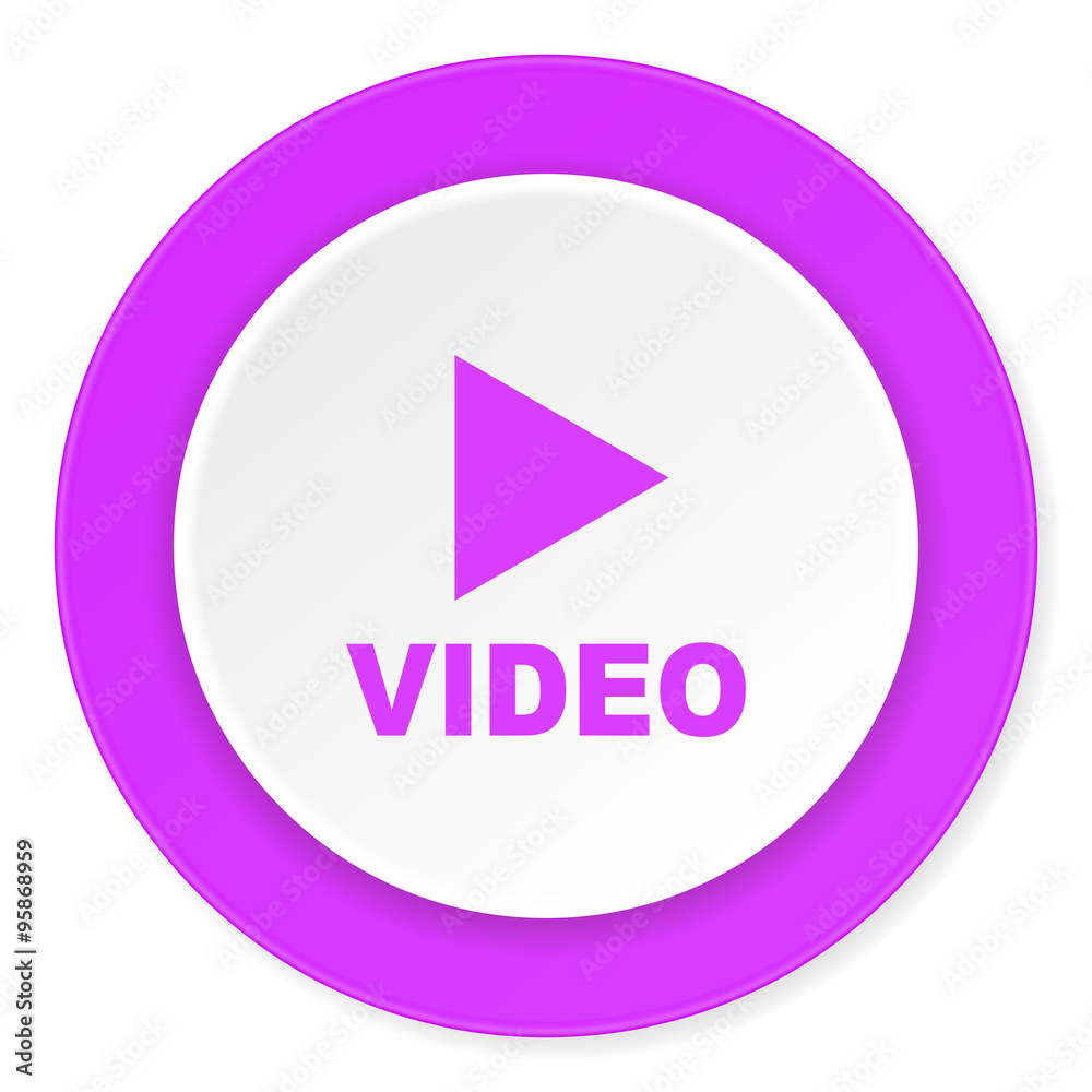 video violet pink circle 3d modern flat design icon on white background video violet pink circle 3d modern flat design icon on white background